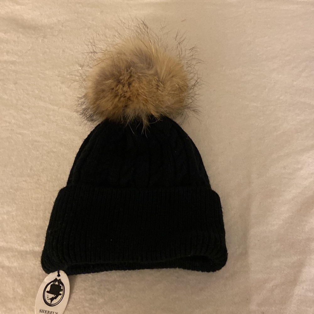 Warm hat,real raccoon Pom Pom,new - Picture 4 of 5
